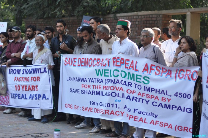 Strongly Condemns the undemocratic forces who attacked AFSPA protestors at Delhi