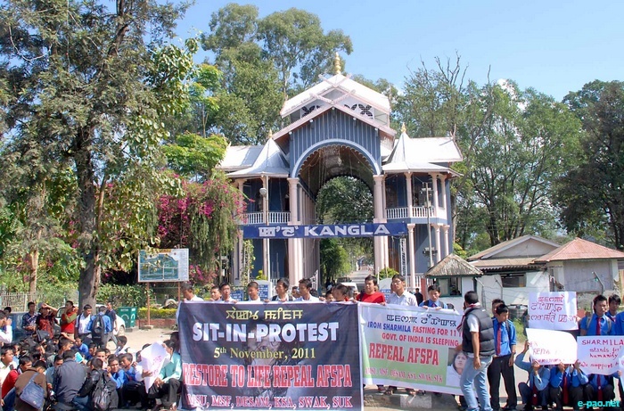 Student's protest against AFSPA on November 5 2011 in front of Kangla Gate Imphal 