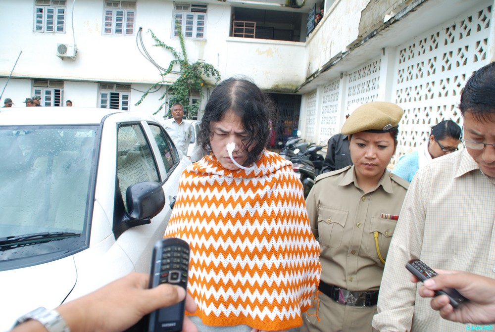 Irom Chanu Sharmila brought out of the court of JMIC Imphal East Court at Lamphelpat ::  October 09, 2012