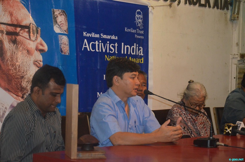 Kovilan Smaraka Activist India National Award presented by the Kovilan Trust, Kerala to Irom Sharmila  ::  October 27, 2012