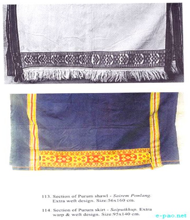 Sairem Ponlang, Saipuikhup - Purum Shawl and Skirt - Tribal hand woven fabrics of Manipur :: From Mutua Bahadur's book