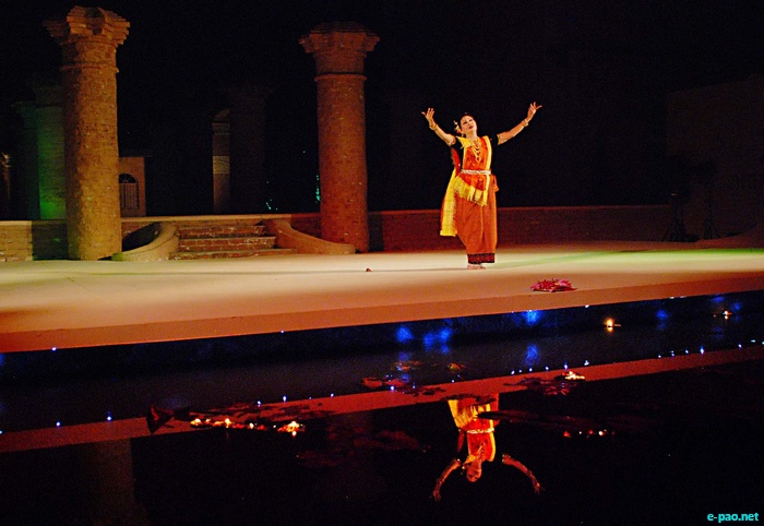 Thokchom Ibemubi Devi presentation of Manipur Classical Dance solo on  the inaugural day of the IX Bhagyachandra National festival of Classical dance held on 11 November 2011 at Kangla, Imphal