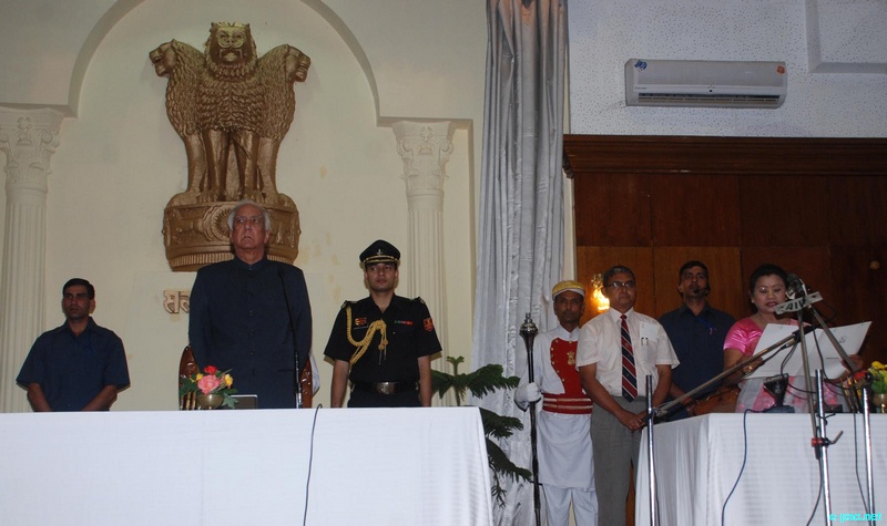 Oath-taking ceremony for newly expanded ministers by Governor at Raj Bhavan, Imphal :: April 28 2012