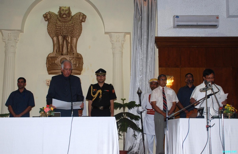 Oath-taking ceremony for newly expanded ministers by Governor at Raj Bhavan, Imphal :: April 28 2012