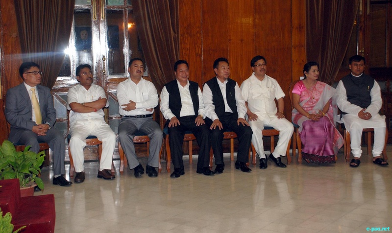 The 8 new ministers at the oath-taking ceremony for the newly expanded Ibobi-led ministry on April 28 2012 at Raj Bhavan , Imphal