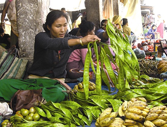 A young woman selling Yongchak at Bishenpur bazar 