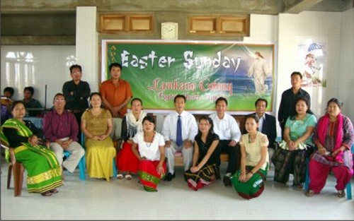 People taking part in the Easter Sunday celebrations at LCBC, Imphal on April 2010
