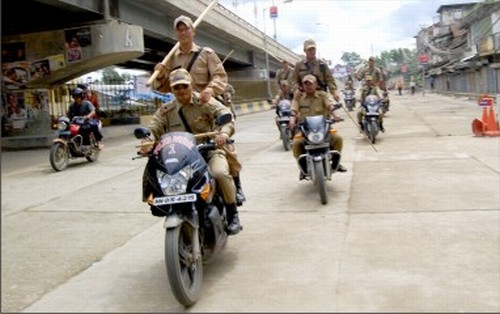 Manipur Police Commandos patrolling as seen on  Aug 6, 2009 