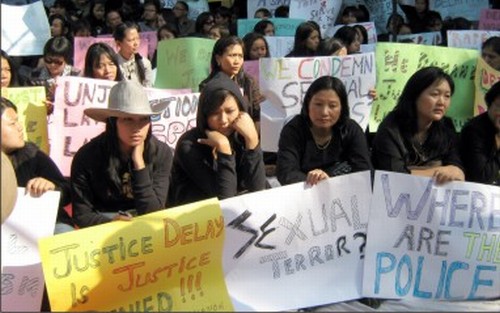 People from the North East protesting against the rape of a girl from the region on  November 29 2010