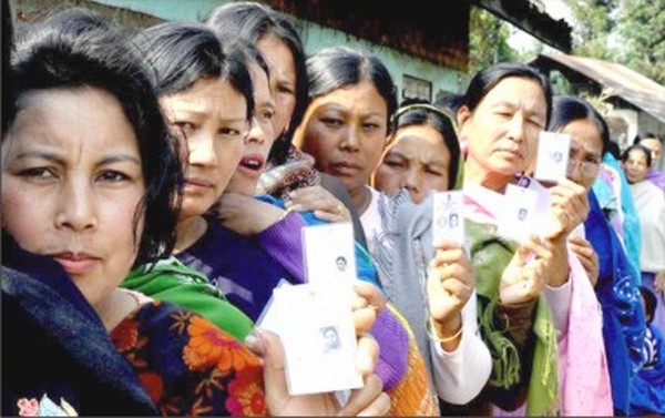 A file picture of Voters queue up to exercise their voting rights during the by poll on February 14 2011