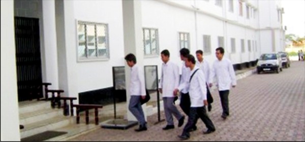 Students of JNIMS proceed for their daily classes