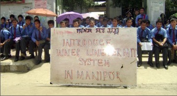 Students stage sit-in-protest demanding introduction of inner-line permit system in Manipur