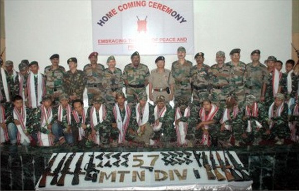 The surrendered cadres with Army officials and Addl DG