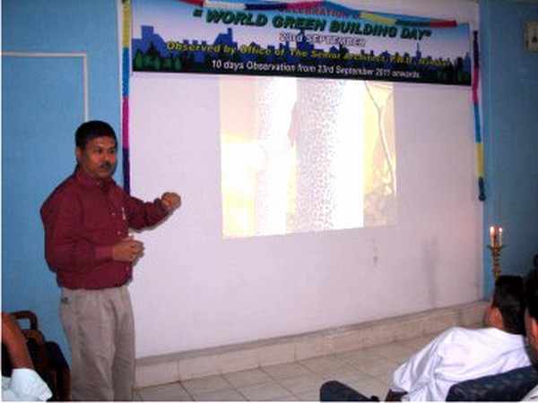 A resource person making a power point presentation during World Green Building Day observance at the Studio of Architect Section, Works Department