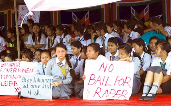 Students staging sit-in-protest against the murder of Vasmi Khaleng
