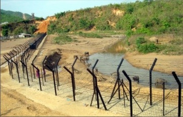 Fenced part of Indo-Myanmar border