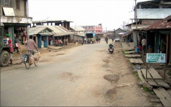 A road in Ukhrul town showing little activity on account of a bandh some time back