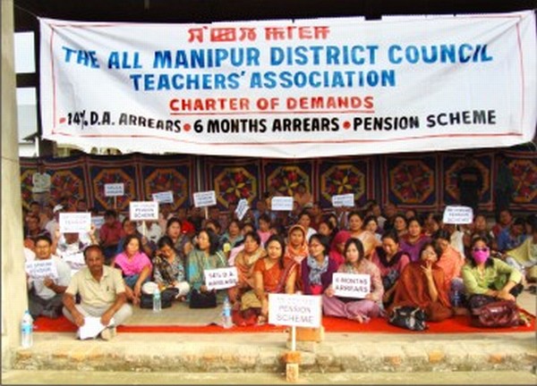 District Council teachers during the protest demonstration