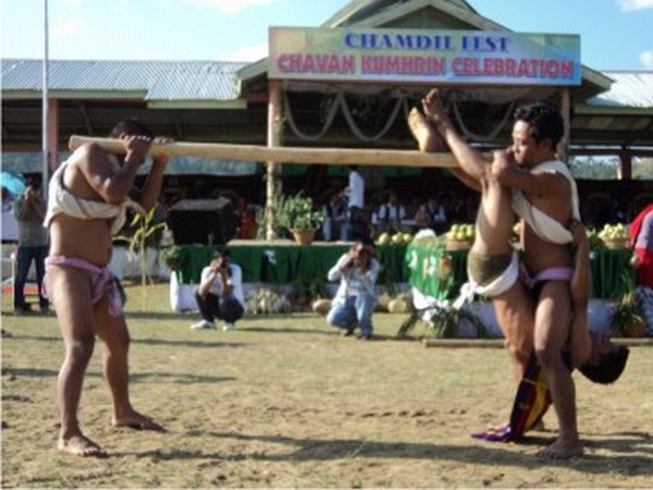 Traditional sport show being presented during Chamdil Fest at Chandel