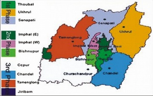 A map showing the districts of Manipur
