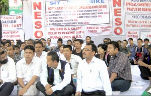 Students from the North Eastern States on protest at New Delhi