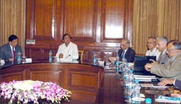 Th Muivah in consultation with leaders from Delhi led by Union Home Minister P Chidambaram