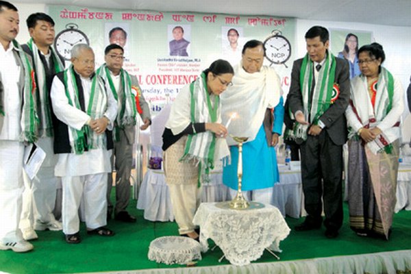 Union Minister of State in-charge of Rural Development Agatha Sangma inaugurating a one-day political conference at Ibudhou Naothingkhong Pakhangba Shanglen, Thangmeiband, Lairenhanjaba Leikai
