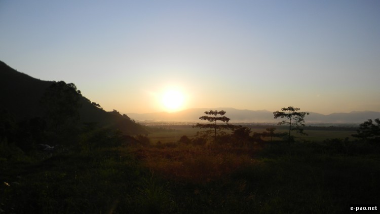 A view of sunset from the Baruni Foothill, Manipur in November 2011