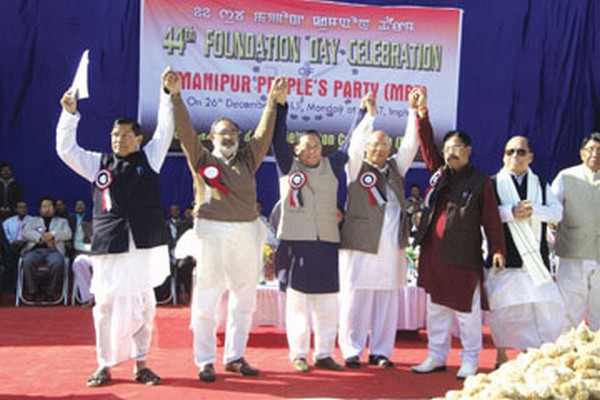 Leaders of various political parties who have formed an alliance at the MPP foundation day
