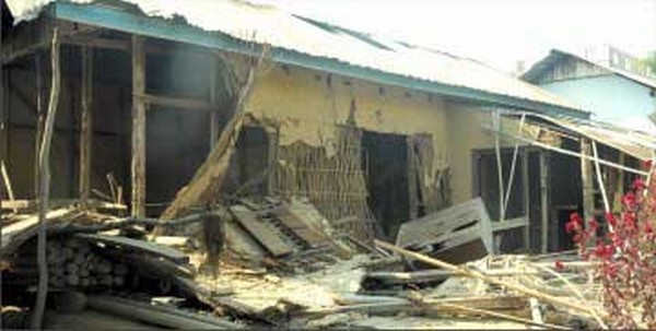 A house belonging to one of the accused dismantled by infuriated people of Sandrok