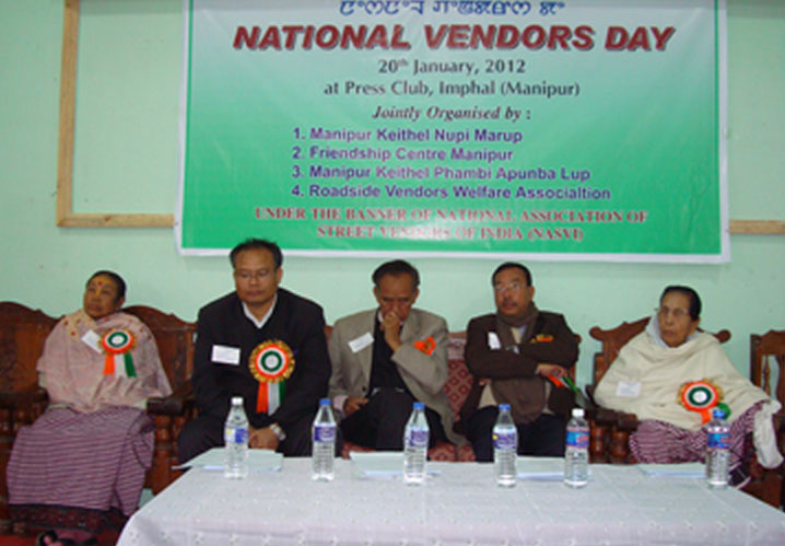 Dignitaries and women leaders at National Vendors Day observance at Manipur Press Club on Friday