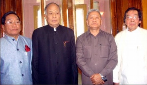 The Chief Minister flanked by his first three men team on March 16 2012