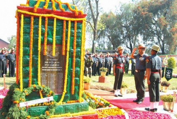 Homage being paid to martyred AR soldiers on the ocasion of Assam Riles Day