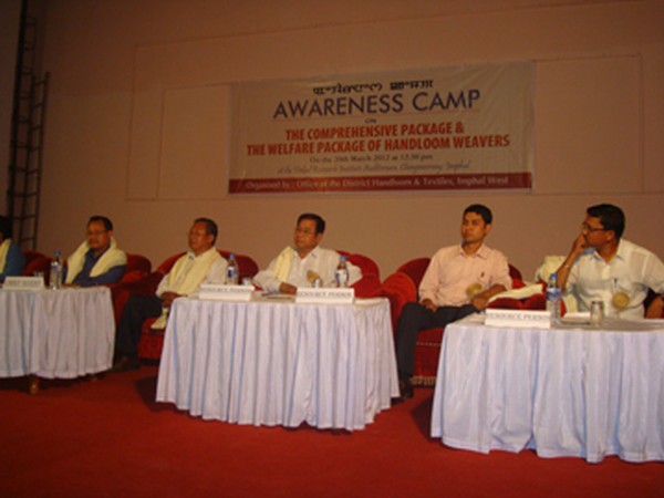 Dignitaries at the inaugural function of awareness camp for handloom weavers 