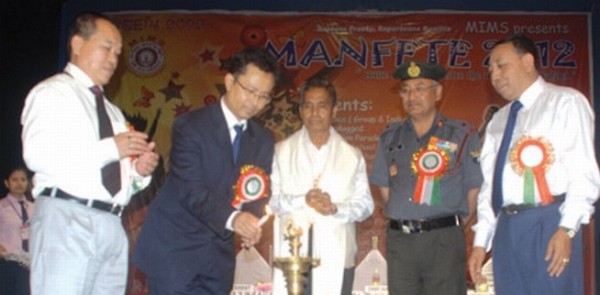 IGAR (S) Major General UK Gurung lighting the ceremonial lamp to inaugurate MANFETE-20, the annual festival of MIMS,, Manipur University 