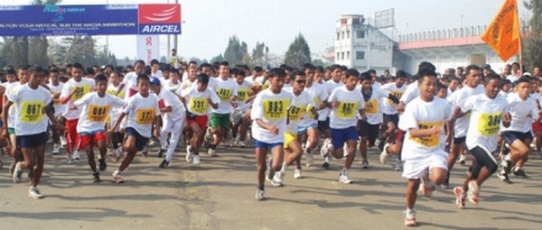 Athletes from Manipur and other states taking part in the 6th Mega Marathon2012 organised by UPF in Imphal on March 25, 2012