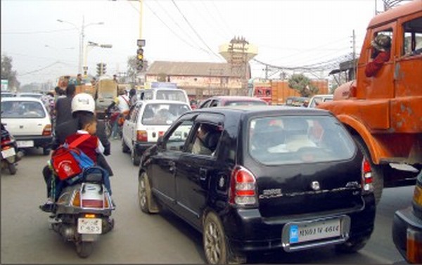 A view of traffic congestion at Imphal
