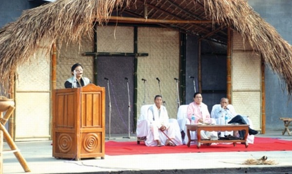 An official speaking at the inaugural function of the 3-day long Festival of Tribal dance at the open air theatre of JN Manipur Dance Academy on Sunday An official speaking at the inaugural function of the 3-day long Festival of Tribal dance at the open air theatre of JN Manipur Dance Academy on Sunday