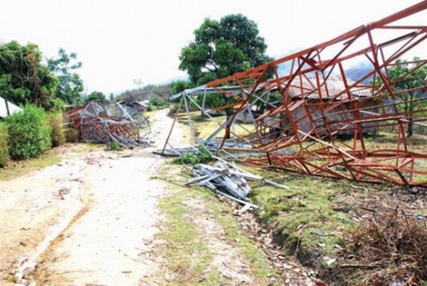 A BSNL's mobile tower at Suangdoh Village in CCpur which was hit was a storm hit on April 4, 2012