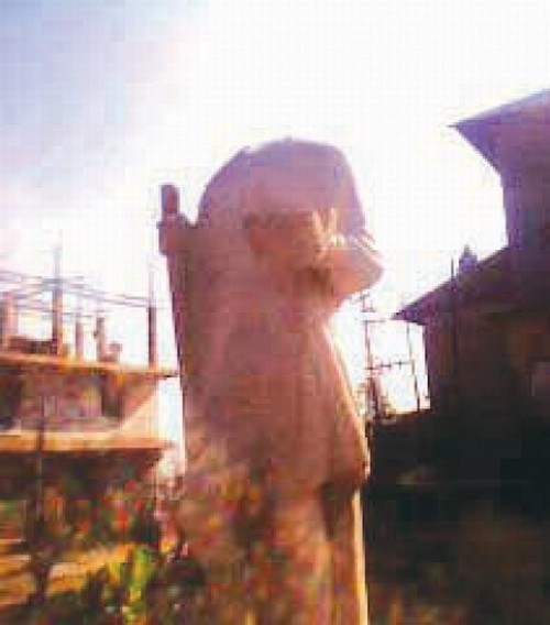 Statue Mahatma Gandhi being covered after the vandalism