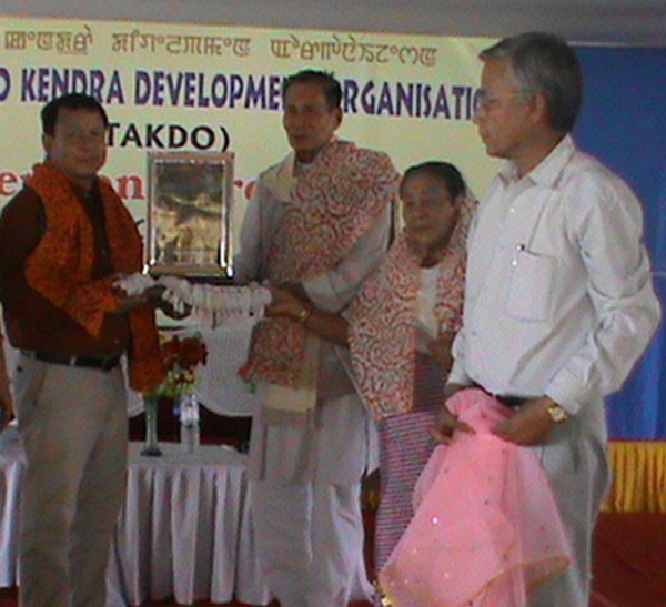 MLA Joykishan being presented a gift during the reception prog