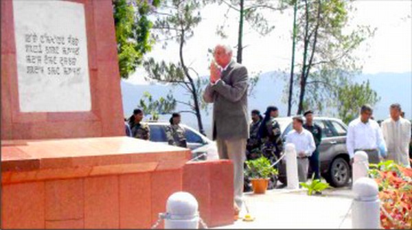 Governor Gurbachan Jagat paying his respect at Khongjom