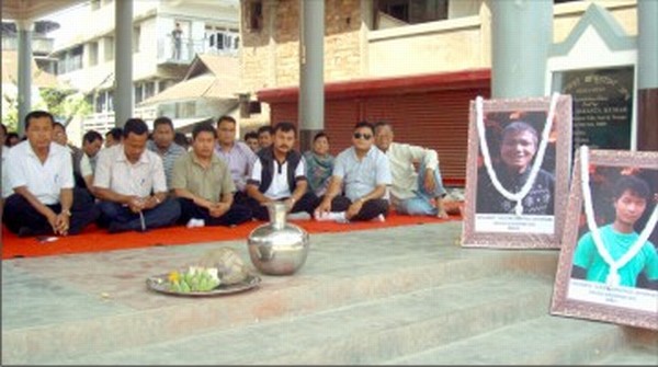 Protest dharna underway at Keishampat