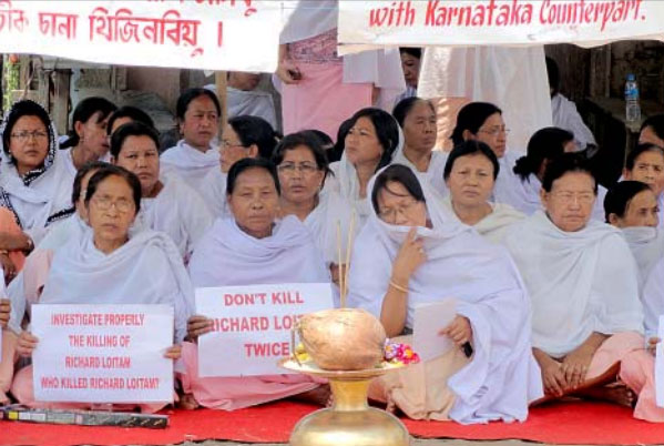 Sit-in-protest against the killing of L Richard
