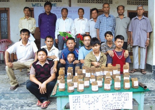 Villagers of Chirang and Moibung Khunnou dislaying bombs of 2nd world war period excavated by them