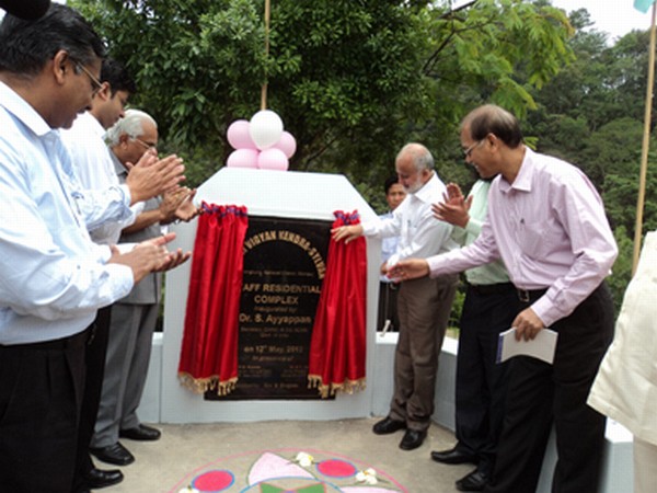 ICAR Director General Dr Ayyappam inaugurating residential staff complex at KVK Hengbung