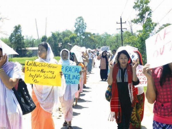Womenfolk of different communities rallying against crimes on humanity