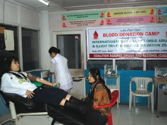 In connection with observance of International Day Against Drug Abuse and Illicit Trafficking, Coalition Against Drug and Alcohol (CADA) organized a blood donation camp at RIMS blood bank 