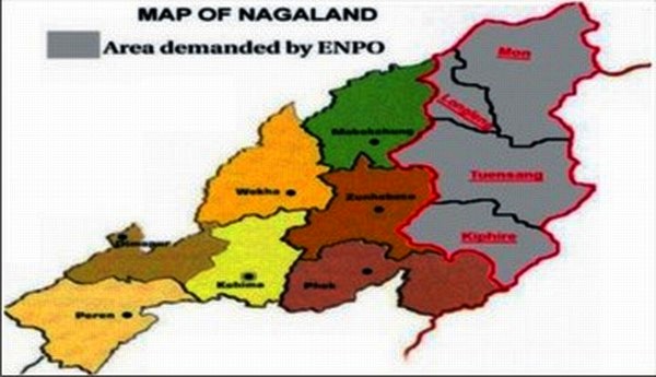 The areas demanded by the ENPO for Frontier Nagaland