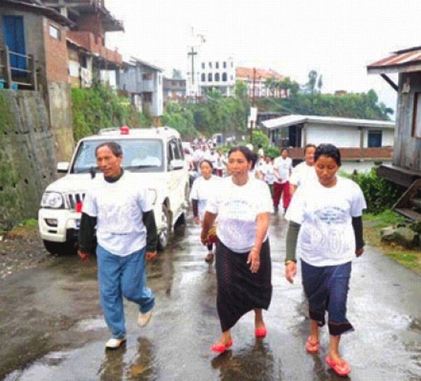 Elderly persons participating in the walkathon